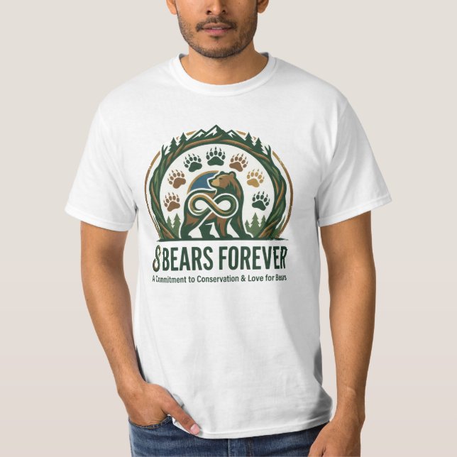 Camiseta 8 Ursos Para Sempre Tons Terrosos. (Frente)