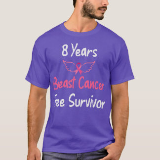 Camiseta 8 Years Breast Cancer Free Pink Breast Cancer Surv