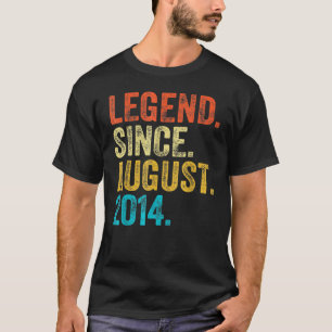 Camiseta 8 Years Old Legend Since August 2014 8th Birthday