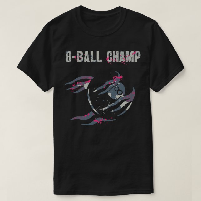 Camiseta 8Ball Champion Billiards Snooker Player (Frente do Design)