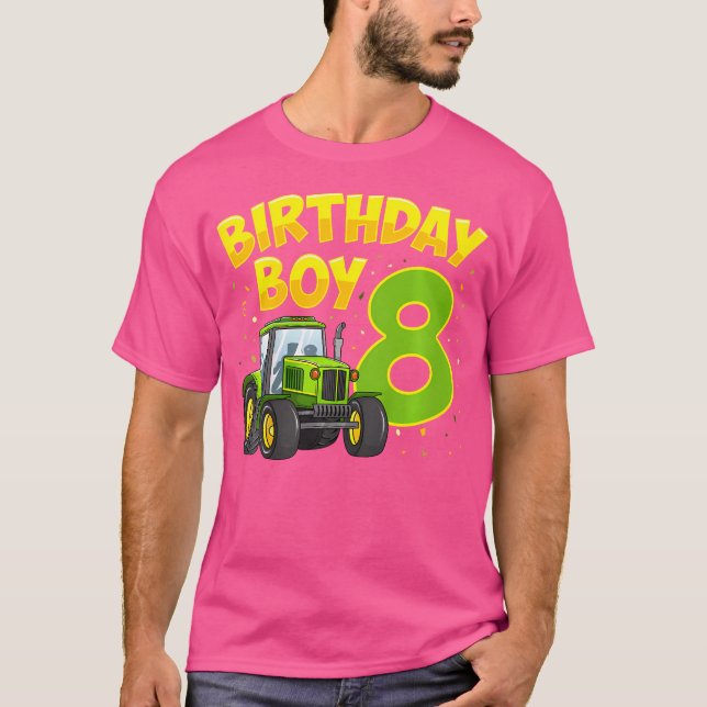 Camiseta 8Th Birthday Boy 8 Year Old Farm Truck Tractor Par (Frente)