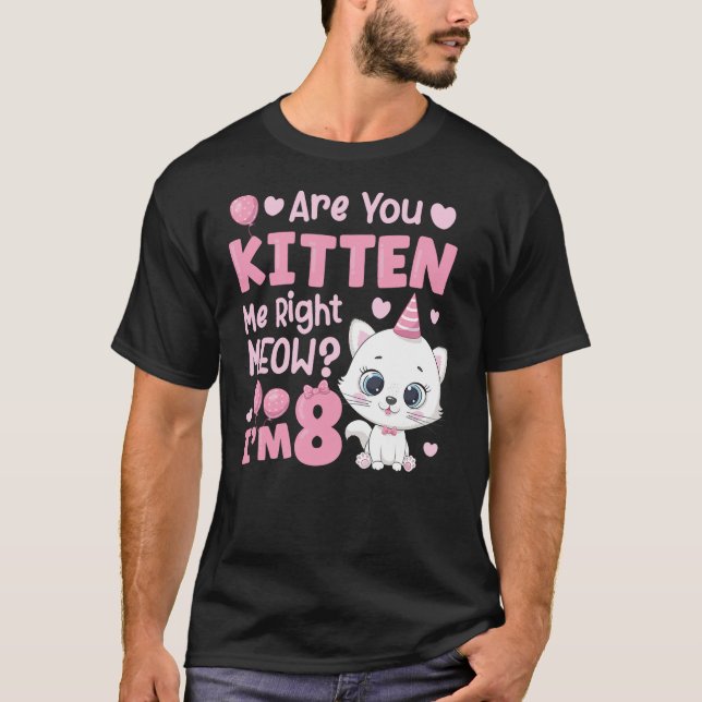 Camiseta 8th Cat Birthday Party Eight Year Old Girl Kitty B (Frente)