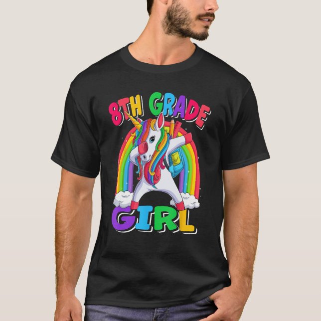 Camiseta 8th Grade Girl Dabbing Unicorn Back to School Kids (Frente)