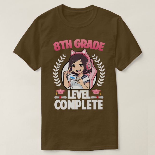 Camiseta 8th Grade Level Complete Graduation 2022 Anime Gam (Frente do Design)