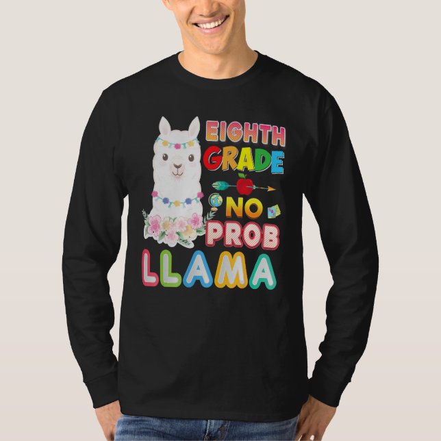 Camiseta 8th Grade No Prob Llama Back To School Eighth Kid  (Frente)