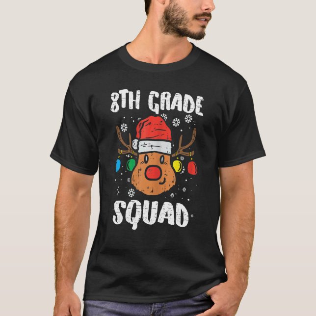 Camiseta 8th Grade Squad Reindeer  Teacher Christmas  1 (Frente)