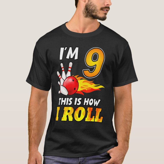 Camiseta 9ª Boliche De Aniversário É Assim Que Eu Rolo 9 An (Frente)