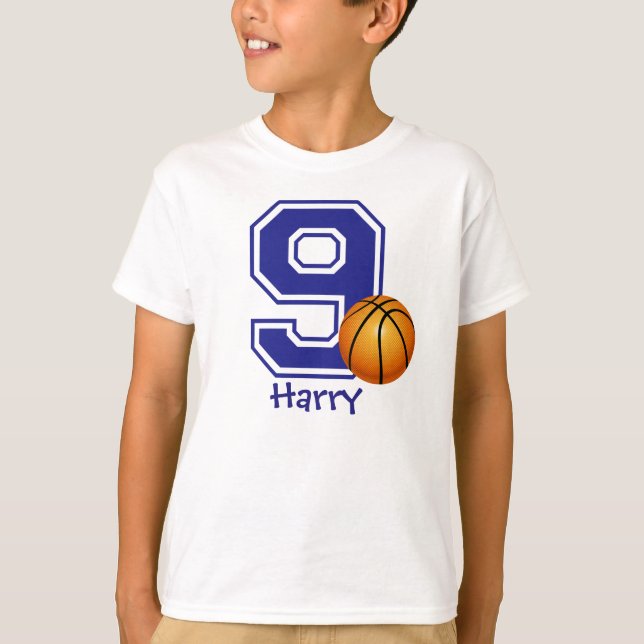 Camiseta 9º Aniversário - basquete personalizado (Frente)