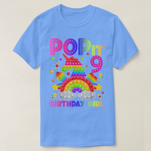 Camiseta 9º Aniversário Fidget Toy Pop É Aniversário Rapari (Frente do Design)