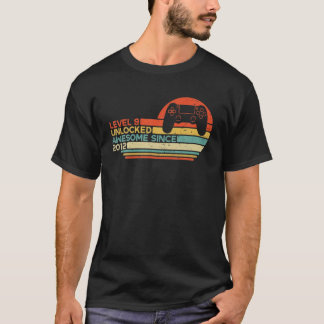 Camiseta 9º Aniversário Gamer Nível 9 Desbloqueado Incrível