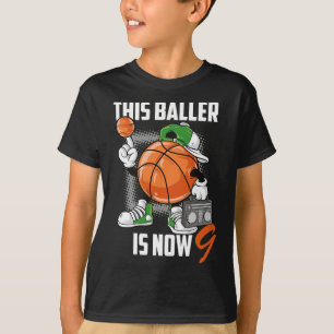Camiseta 9º Aniversário Jogador de Basquete Divertido 9 Ano