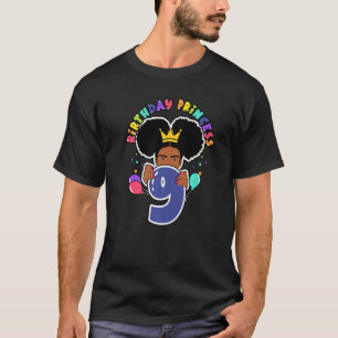 Camiseta 9º aniversário Melanin Princesa Afro Puff Girl