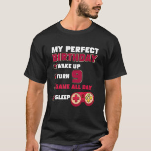 Camiseta 9º Aniversário perfeito para jogos de 9 anos