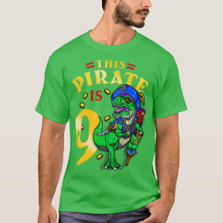 Camiseta 9º Aniversário Pirate Dinossauro 1