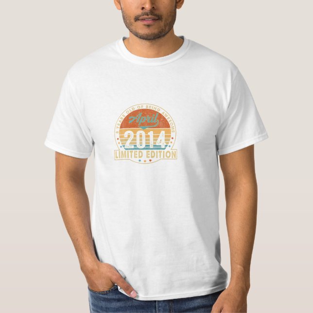 Camiseta 9º Nascer de aniversário em abril de 2014 (Frente)