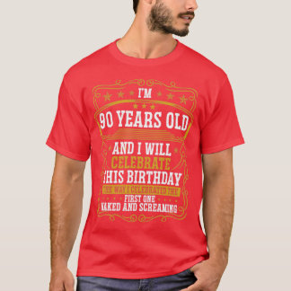 Camiseta 90 Aniversário Engraçado Ideia Humor 90 Anos