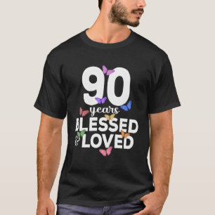 Camiseta 90 Anos Abençoada E Amada 90 de Borboleta