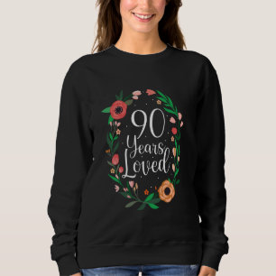 Camiseta 90 Anos Adorava 90 de Aniversário Fluxo Botânico F