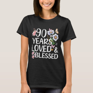 Camiseta 90 Anos Amado E Abençoado Floral 90º Aniversário