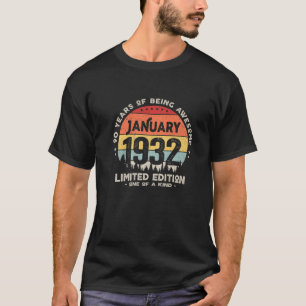 Camiseta 90 Anos De Idade Janeiro De 1932 Edição Limitada