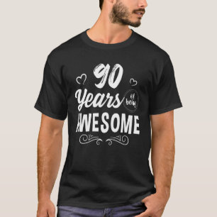 Camiseta 90 anos de ser um 90 fantástico aniversário e fabu