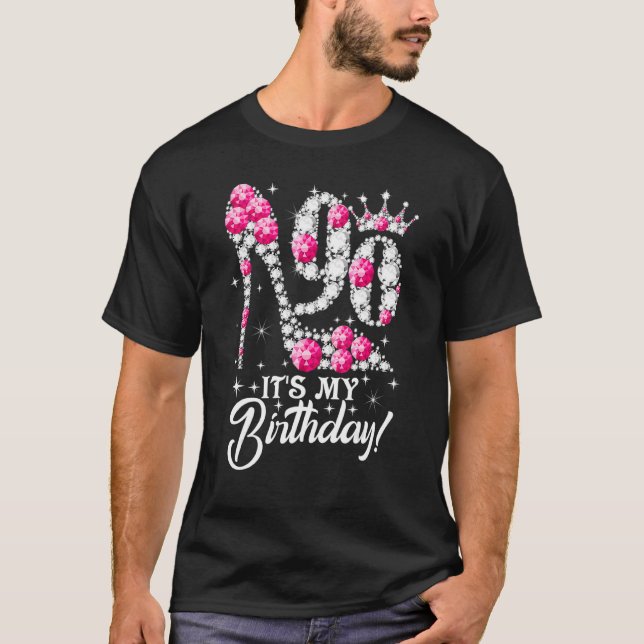 Camiseta 90 anos É o meu 90 Aniversário Pink Diamond Sh (Frente)
