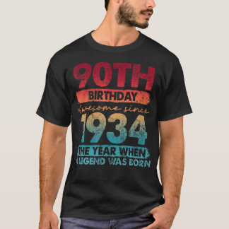 Camiseta 90 Birthday, 90 Anos De Idade, Presentes Vintage L