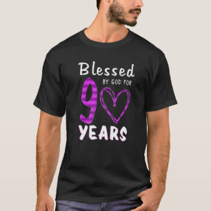 Camiseta 90 Birthday Abençoado por Deus por Hea de 90 anos