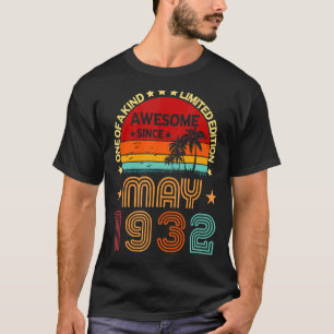 Camiseta 90 Birthday Incrível Desde Maio De 1932