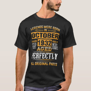 Camiseta 90 Birthday Legends Nascer Em Outubro De 1932 90 A