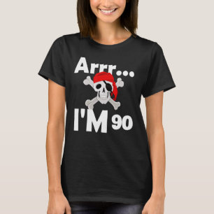 Camiseta 90 Birthday Pirate Skull, 90 Anos De Idade