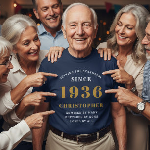 Camiseta 90 Personalizado Aniversário 1935 Adicionar Nome A
