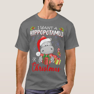 Camiseta 90 Quero Um Hippopotamus Para O Natal Hippo