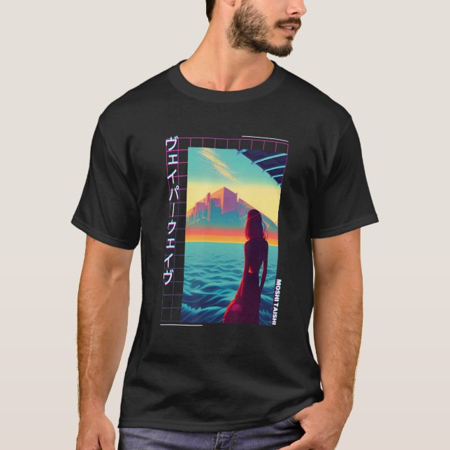 Camiseta 90's Retro Synthwave Japanese Vaporwave Art Otaku  (Frente)