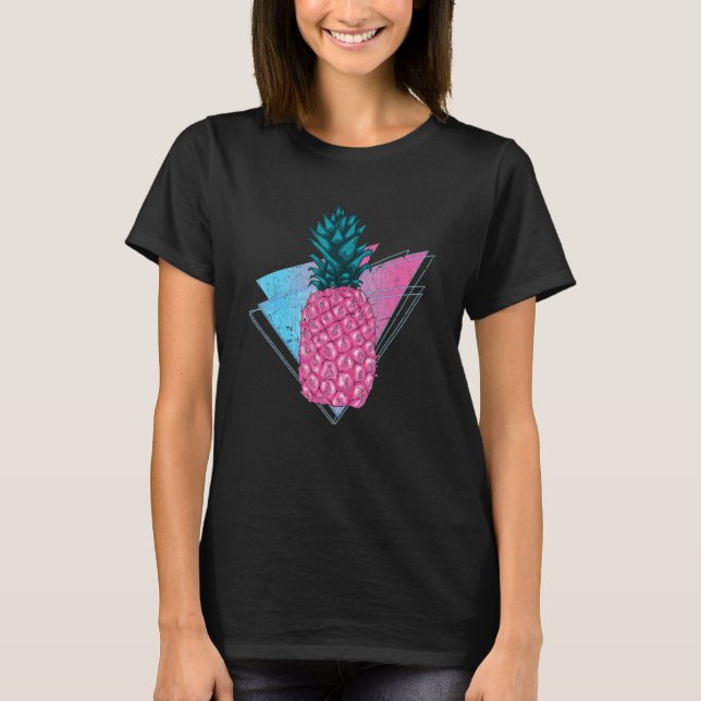 Camiseta 90s Vaporwave Tropical Summer Fruit Synthwave Pine (Frente)