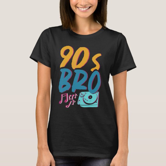 Camiseta 90s Vinyl 1990s Bro Costume Party Music Generation (Frente)