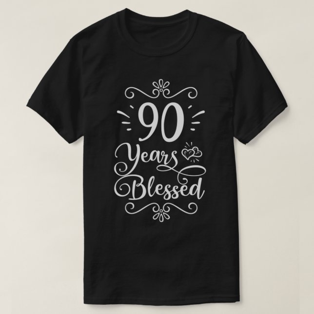 Camiseta 90th Birthday 90 Years Blessed Religious Jesus God (Frente do Design)