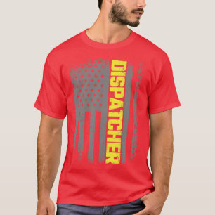 Camiseta 911 Dispatcher Thin Dourado Line USA Flag Emergenc