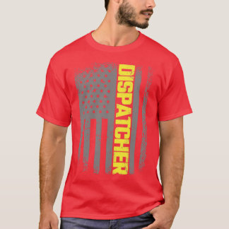 Camiseta 911 Dispatcher Thin Dourado Line USA Flag Emergenc