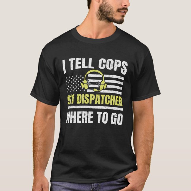 Camiseta 911 Dispatcher Thin Yellow Line Dispatch US Americ (Frente)
