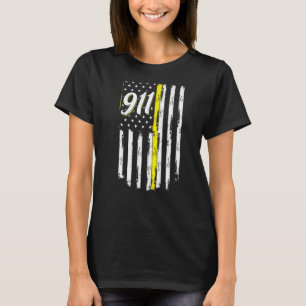 Camiseta 911 Dispatcher Thin Yellow Line Police USA Flag