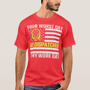 Camiseta 911 Dispatcher US Flag Thin Dourado Line Emergency