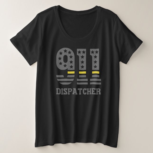 Camiseta 911 Expedidor EUA Sinalizador Thin Yellow Line Eme (Frente do Design)