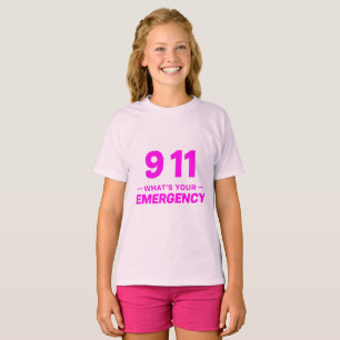 Camiseta 911 Qual é a sua emergência?" Chá de Crianças de A