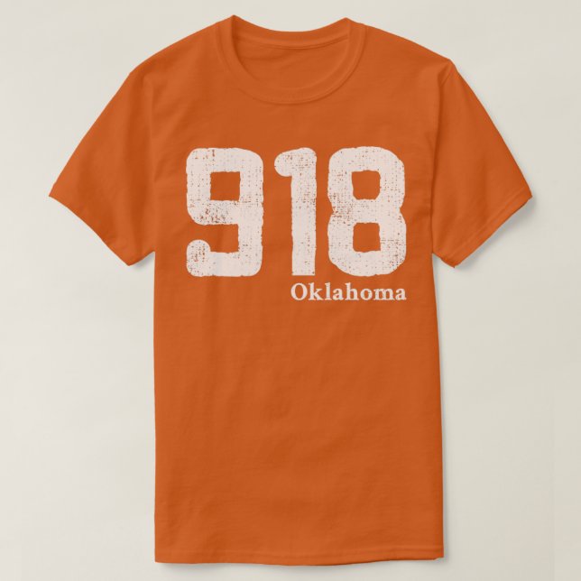 Camiseta 918 Oklahoma Distress Vintage Design para pessoas (Frente do Design)