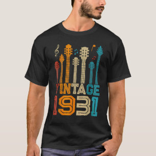 Camiseta 91rua Aniversário Vintage 1931 Guitarra Guitarista