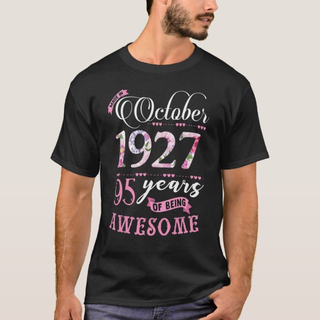 Camiseta 95º Aniversário do Nascer para Mulheres em outubro (Frente)