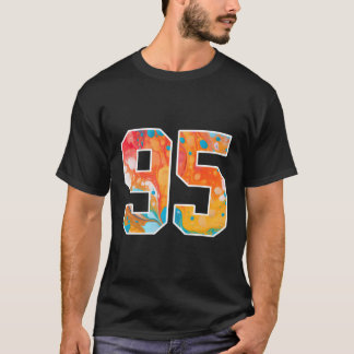 Camiseta 95 Números Coloridos Da Equipe Esportiva Frente E