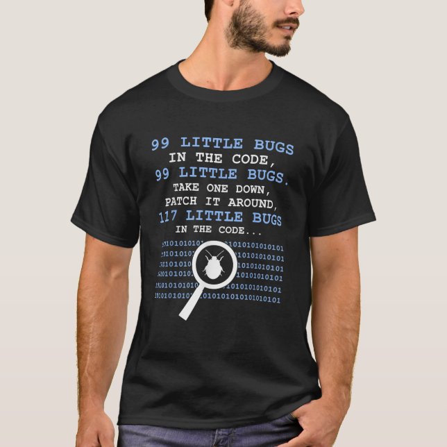 Camiseta 99 Pequenos Bugs No Código Engraçado (Frente)
