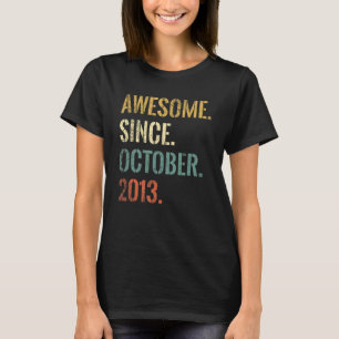 Camiseta 9.º Aniversário, 9 Anos, Incrível Desde outubro de